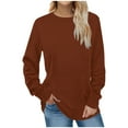 thumbnail image 1 of Patlollav Womens Casual Round Neck Long Sleeve Pullover Colorblock Tops Blouse, 1 of 6