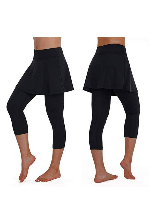 Womens Casual Skirt Leggings Tennis Pants Sports Fitness Cropped Culottes