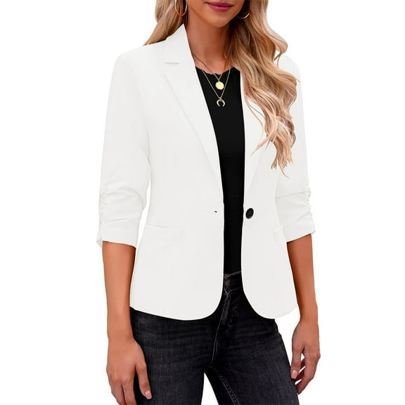 Patlollav Womens Casual Solid Suit Long Sleeve Jackets Tops