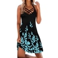 thumbnail image 1 of Patlollav Womens Clothes,Women's Summer Sleeveless Lace Up Print Hollow Out V-Neck Sundress Dress, 1 of 6