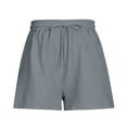 thumbnail image 1 of Patlollav Womens Fashion Solid Color Casual Wide Leg Loose High Waist Lace-Up Shorts Pants, 1 of 6