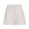 thumbnail image 1 of Patlollav Womens Fashion Solid Color Casual Wide Leg Loose High Waist Lace-Up Shorts Pants, 1 of 6
