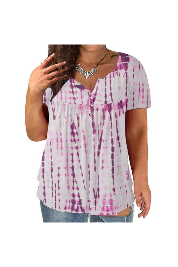 Womens,Plus-Size Fashion Woman O-Neck Short Sleeve Tops T-Shirt Solid Loose Short