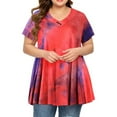 thumbnail image 1 of Patlollav Plus-Size Fashion Woman O-Neck Short Sleeve Tops T-Shirt Solid Loose Short, 1 of 6
