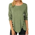 thumbnail image 1 of Patlollav Womens T-Shirt Fashion Solid Loose Long Sleeve Blouse Round-Neck Casual Tops, 1 of 5