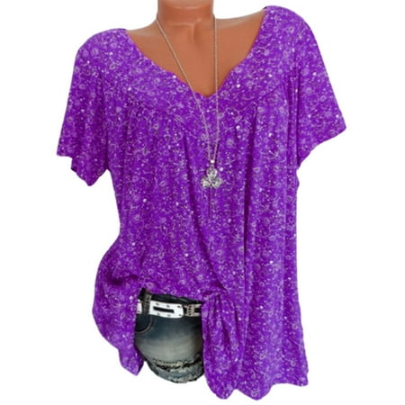 Otvok Patlollav Womens Tops Plus Size Short Sleeve V-Neck Shirts