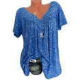 thumbnail image 1 of Women Shirts Plus Size Short Sleeve V-Neck Blouse Pullover Tee Tops, 1 of 5