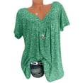 thumbnail image 1 of Patlollav Shirts Women Clothes Plus Size Tops Short Sleeve V-Neck Print Blouse, 1 of 6