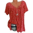 thumbnail image 1 of Patlollav Womens Tops,Women's Plus Size Short Sleeve V-Neck Print Tops, 1 of 6