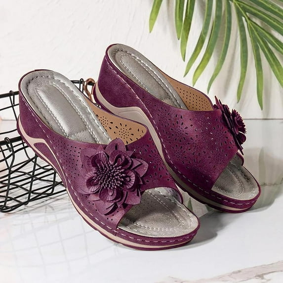 Patlollav Womens Woman Fish Mouth Collection Leather Soft Footbed Orthopedic Arch-Support Sandals