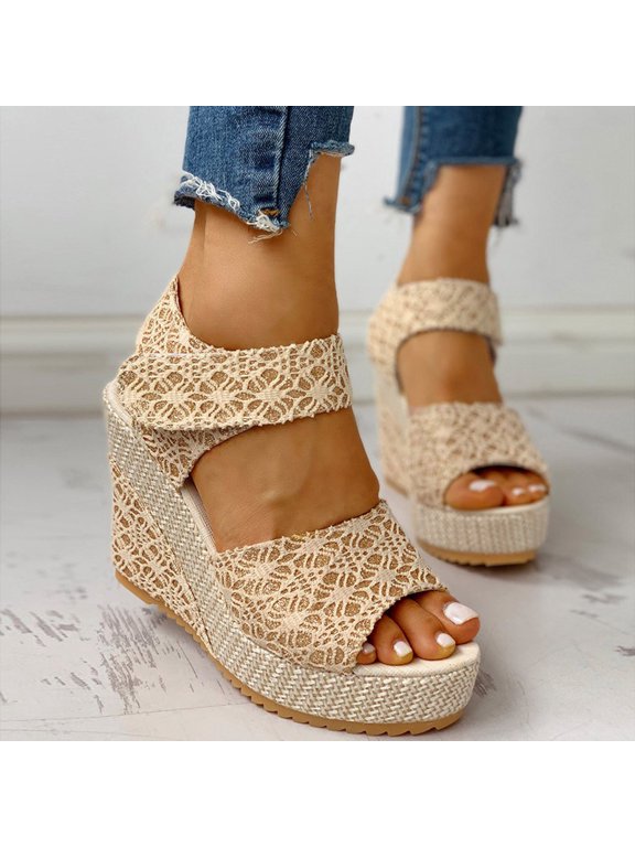 Womens Woman Wedge Platform Slingback Open Toe Summer Comfy High Heel Beach Sandals