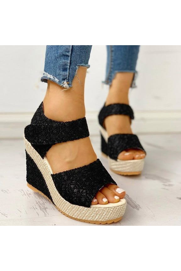 Womens Woman Wedge Platform Slingback Open Toe Summer Comfy High Heel Beach Sandals