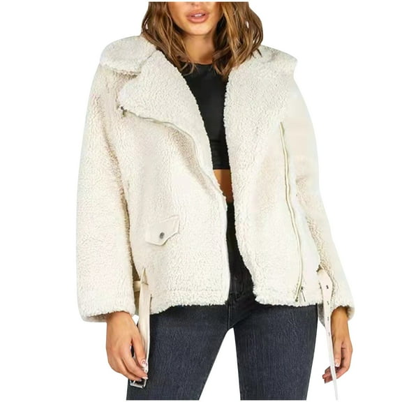 Patlollav Womens Coats Solid Color Lapel Casual Long Sleeve Tops Loose Jacket