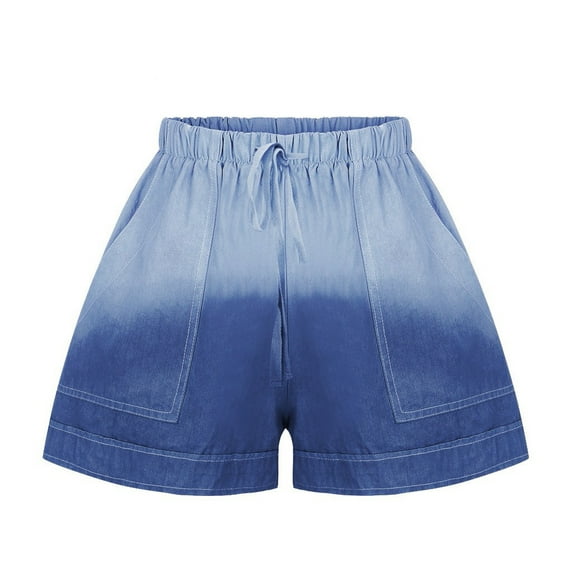 Patlollav Womens Comfy Summer Tie-Dye Shorts Drawstring Elastic Waist Pockets Casual Pants