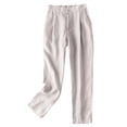thumbnail image 1 of Patlollav Womens Cotton Linen Pants Loose Comfy Cropped Work Pants with Pockets Elastic High Waist Harlan Pants, 1 of 6