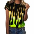 thumbnail image 1 of Patlollav Womens Crewneck Short Sleeve Flame Printed Pattern Casual Tops Blouse Print Shirts, 1 of 6
