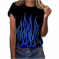 thumbnail image 1 of Patlollav Womens Crewneck Short Sleeve Flame Printed Pattern Casual Tops Blouse Print Shirts, 1 of 6