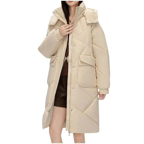 Patlollav Womens Denim Outwear Loose Long Sleeve Cotton-Padded Jacket Long Frock Coat