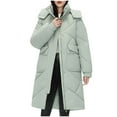 thumbnail image 1 of Patlollav Womens Denim Outwear Loose Long Sleeve Cotton-Padded Jacket Long Frock Coat, 1 of 6