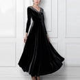 thumbnail image 1 of Patlollav Womens Elegant Solid Dress Long Sleeve Long Party Dress Black M, 1 of 6