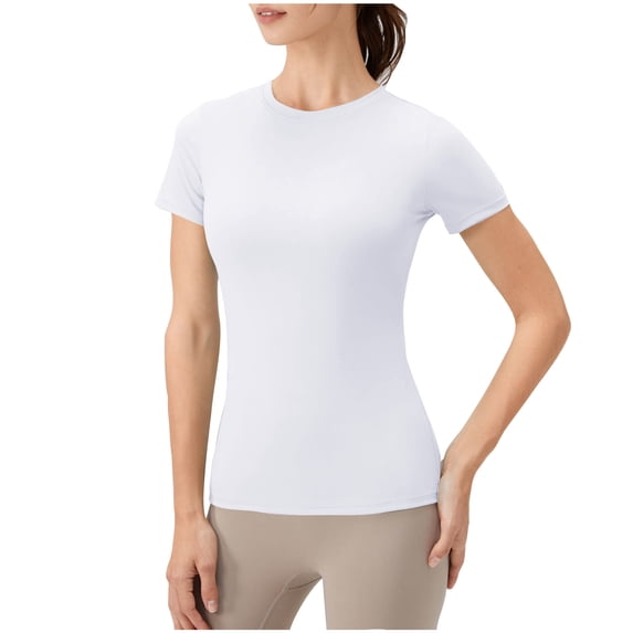 Patlollav Womens Exercises Breathable Running Yoga Sports Round-Neck Short Sleeve Blouse
