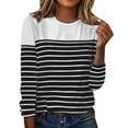 thumbnail image 1 of Patlollav Womens Fall Blouses Round Neck Print Fashion Smocked Long Sleeve Shirts Tops, 1 of 6