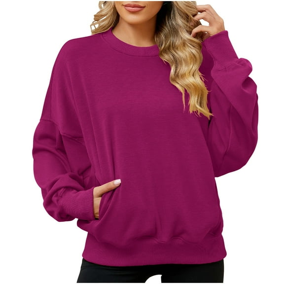 Patlollav Womens Fall Oversized Sweatshirts Crewneck Fleece Casual Pullover Sweaters Outfits