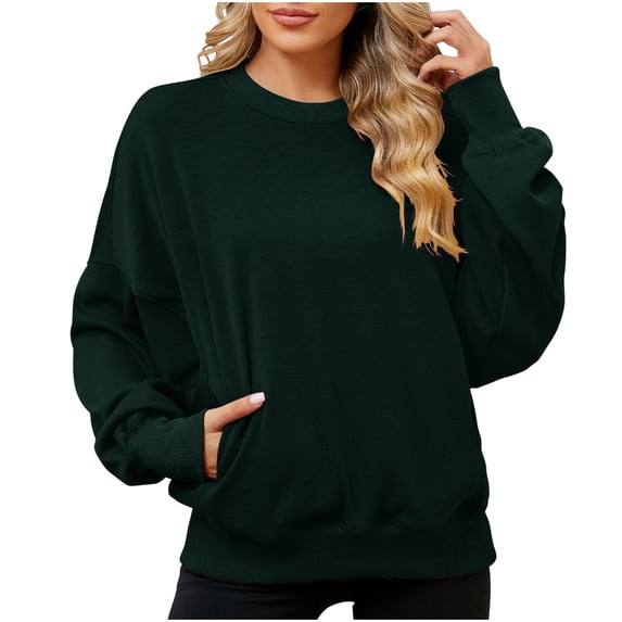 Patlollav Womens Fall Oversized Sweatshirts Crewneck Fleece Casual Pullover Sweaters Outfits