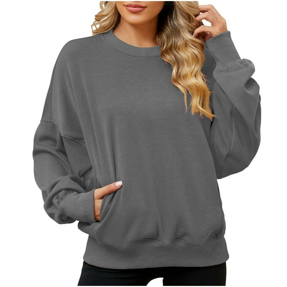 Patlollav Womens Fall Oversized Sweatshirts Crewneck Fleece Casual Pullover Sweaters Outfits