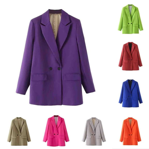 Patlollav Womens Fashion Casual Spring Summer Solid Color Long Sleeve Blazer on Ladies