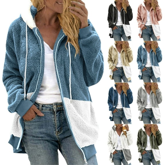 Patlollav Womens Fashion Zipper Long Sleeve Hooded Coats