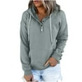 thumbnail image 1 of Patlollav Womens Hooded Solid Color Long-Sleeve Sweatshirt Blouse Pullover Tops, 1 of 6