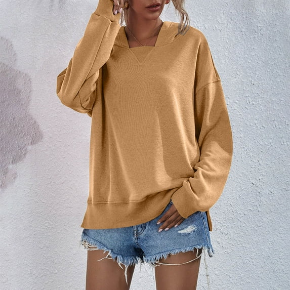 Patlollav Womens Hoodie Long Sleeve Tops Blouse Casual Loose Hooded Sweatshirts on Ladies