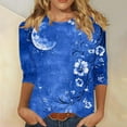 thumbnail image 1 of Patlollav Womens Independence Day Tops Casual 3/4 Sleeve Shirts Crew Neck Loose Casual Blouses Floral Print Tshirts, 1 of 6