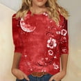 thumbnail image 1 of Patlollav Womens Independence Day Tops Casual 3/4 Sleeve Shirts Crew Neck Loose Casual Blouses Floral Print Tshirts, 1 of 6