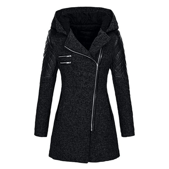 Patlollav Womens Jackets,Ladies Warm Slim Jacket Thick Overcoat Winter Outwear Hooded Zipper Coat