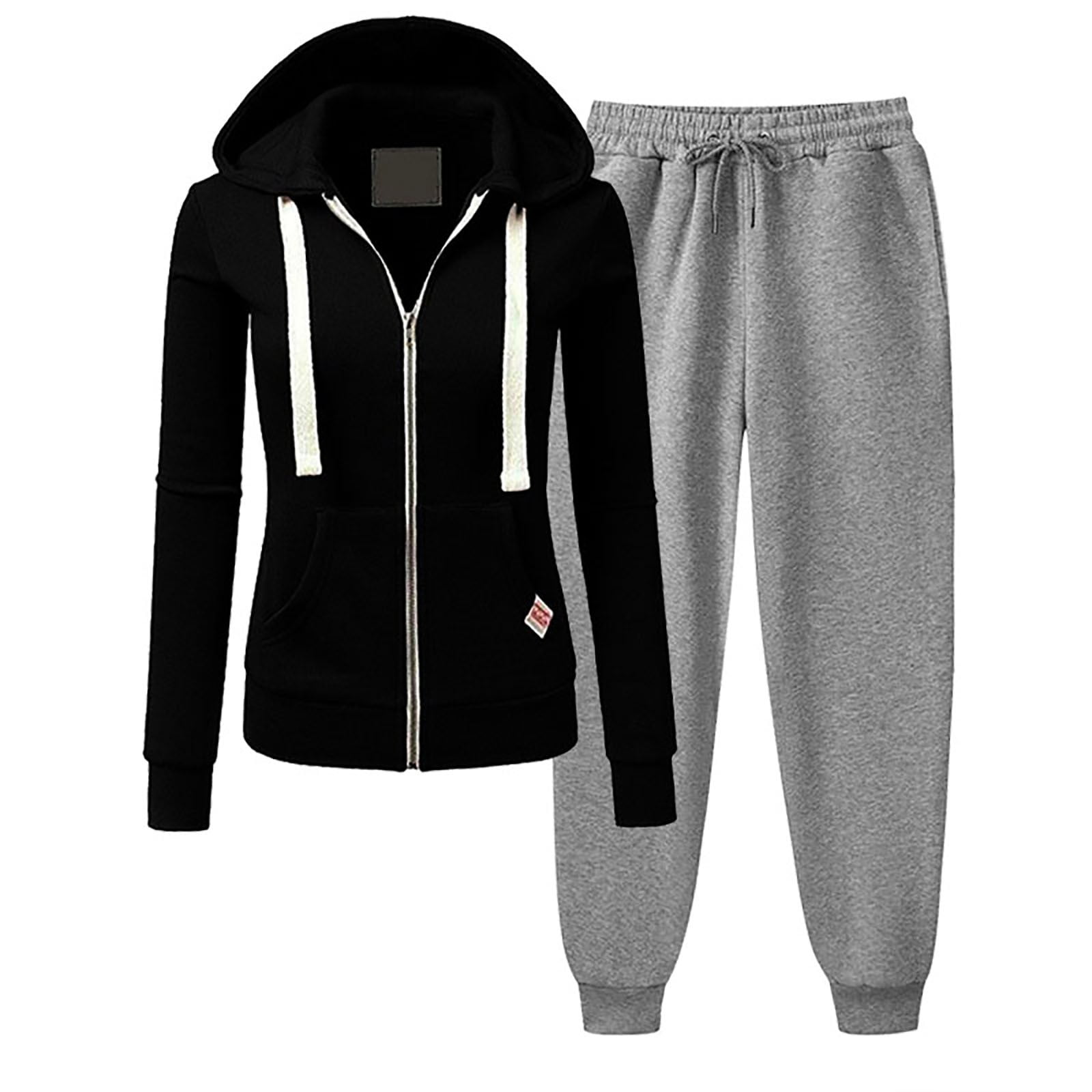 Womens Long Sleeve Casual Hooded Sports Set Daily Hoodie Set