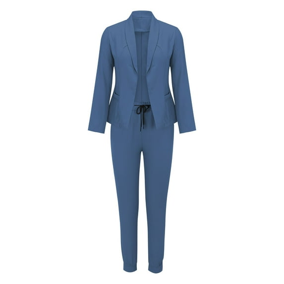 Patlollav Womens Long Sleeve Solid Suit Pants Casual Elegant Business Suit Sets