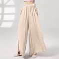 thumbnail image 1 of Patlollav Womens Loose Pants Solid Color Casual Pleated Ribbon Split Straight Leg Wide Leg Pants Yoga Leggings, 1 of 6