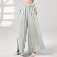 thumbnail image 1 of Patlollav Womens Loose Pants Solid Color Casual Pleated Ribbon Split Straight Leg Wide Leg Pants Yoga Leggings, 1 of 6