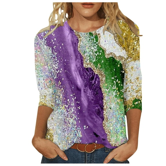 Patlollav Womens Mardi Gras Shirts Pullover Blouse
