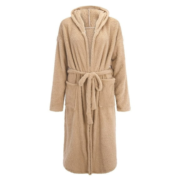 Patlollav Womens Nightgown Bathrobe Casual Hooded Pajamas Embroidered Robe Winter Warm Pajamas