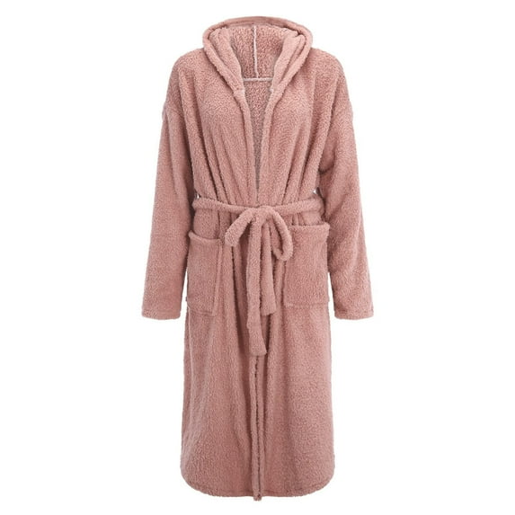 Patlollav Womens Nightgown Bathrobe Casual Hooded Pajamas Embroidered Robe Winter Warm Pajamas