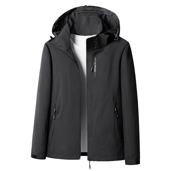 Patlollav Womens Outdoor Solid Color Single Layer Sprint Coat Zipper Loose Casual Hooded Coat