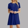 thumbnail image 1 of Patlollav Womens Plus Size $5 Dresses Casual Short Sleeve O-Neck Solid Ladies Loose Mini Dresses, 1 of 6
