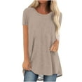 thumbnail image 1 of Patlollav Womens Plus Size $5 T-Shirts Long Shirt Short Sleeve Summer O-Neck Casual Basic Tunic Tops, 1 of 6