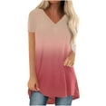 thumbnail image 1 of Patlollav Womens Plus Size Clearance $5 T-Shirts Long Shirt Short Sleeve Summer V-Neck Casual Basic Tunic Tops, 1 of 6