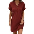 thumbnail image 1 of Patlollav Womens Plus Size Dresses Ladies Casual Round-Neck Summer Short Sleeve Dress, 1 of 5