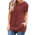 thumbnail image 1 of Patlollav Womens Plus Size,Fashion Women's Casual Round Neck Short Sleeve Solid Ladies Tops Blouse, 1 of 6