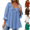 thumbnail image 1 of Otvok Womens Casual Shirt Short Sleeve V-Neck Ruffled Top Business Summer Work Shirt, 1 of 6